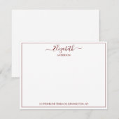 Elegant hand Lettered Burgundy Name Address Note Notitiekaartje (Voorkant / Achterkant)