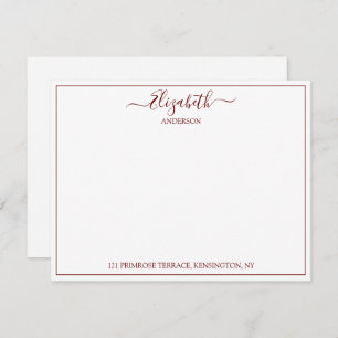 Elegant hand Lettered Burgundy Name Address Note Notitiekaartje