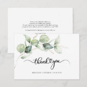 Elegant Hand-Lettered Eucalyptus Greenery Wedding Bedankkaart (Voorkant / Achterkant)