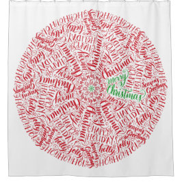 Elegant hand-Lettered kerstcirkel Mandala Art Douchegordijn