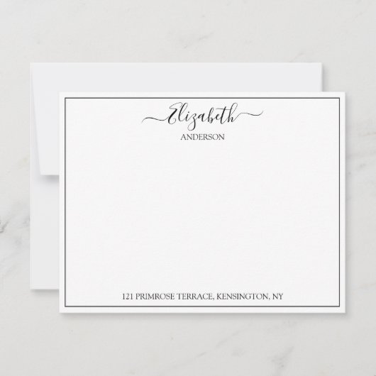 Elegant hand Lettered Name Address Correspondent Notitiekaartje (Voorkant)