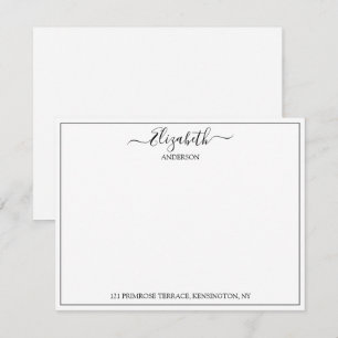Elegant hand Lettered Name Address Correspondent Notitiekaartje