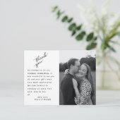 Elegant Hand Lettered Photo Wedding Bedankt Briefkaart (Staand voorkant)
