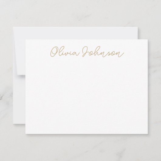 Elegant hand Lettered Script Gold White Note Kaart Notitiekaartje (Voorkant)