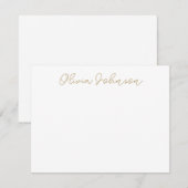 Elegant hand Lettered Script Gold White Note Kaart Notitiekaartje (Voorkant / Achterkant)