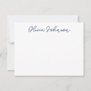 Elegant Hand Lettered Script Navy White Note Kaart Notitiekaartje
