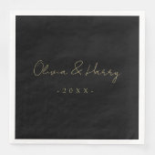 Elegant Hand Lettered Script Wedding Paper Napkin Servet (Voorkant)