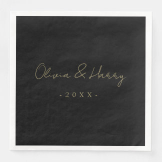 Elegant Hand Lettered Script Wedding Paper Napkin Servet