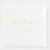 Elegant Hand Lettered Script Wedding Paper Napkin Servet (Voorkant)