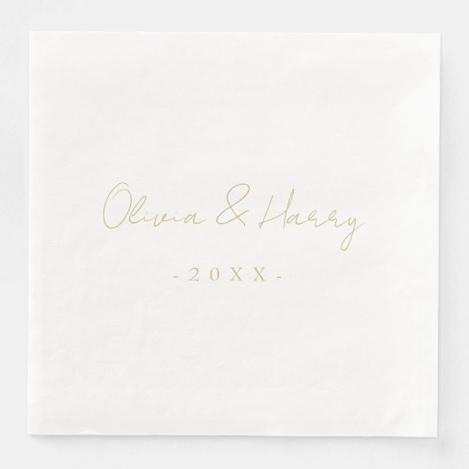 Elegant Hand Lettered Script Wedding Paper Napkin Servet (Voorkant)