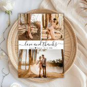 Elegant Hand Lettered Wedding 3 Foto Collage Bedankkaart