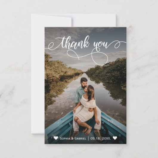 Elegant Hand Lettered Wedding Foto Hartelijk dank Bedankkaart (Voorkant)