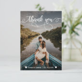 Elegant Hand Lettered Wedding Foto Hartelijk dank Bedankkaart (Staand voorkant)