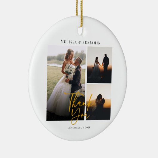 Elegant hand-Lettered Wedding Foto Hartelijk dank Keramisch Ornament (Rechts)