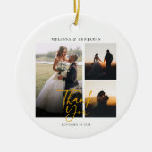 Elegant hand-Lettered Wedding Foto Hartelijk dank Keramisch Ornament (Voorkant)