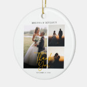 Elegant hand-Lettered Wedding Foto Hartelijk dank Keramisch Ornament (Links)