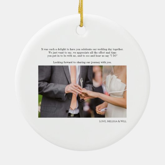 Elegant hand-Lettered Wedding Foto Hartelijk dank Keramisch Ornament (Achterkant)