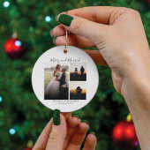 Elegant hand-Lettered Wedding Foto Hartelijk dank Keramisch Ornament