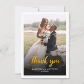 Elegant hand-Lettered Wedding Foto Hartelijk dank Notitiekaartje (Voorkant)