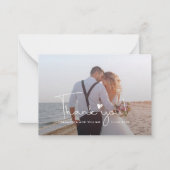 Elegant hand-Lettered Wedding Foto Hartelijk dank Notitiekaartje (Voorkant)