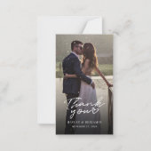 Elegant hand-Lettered Wedding Foto Hartelijk dank Notitiekaartje (Voorkant)
