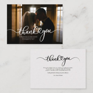Elegant hand-Lettered Wedding Foto Hartelijk dank Notitiekaartje