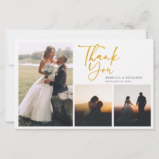 Elegant hand-Letterige bruiloft foto's Dank je wel Briefpapier (Voorkant)