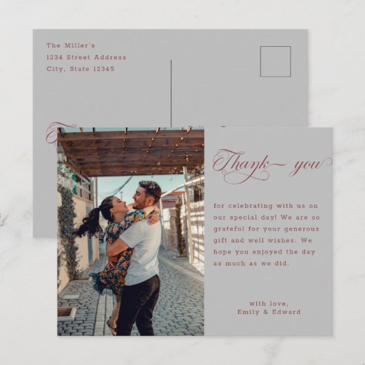 Elegant Hand Lettering Modern Wedding Foto Postca Briefkaart (Voorkant / Achterkant)