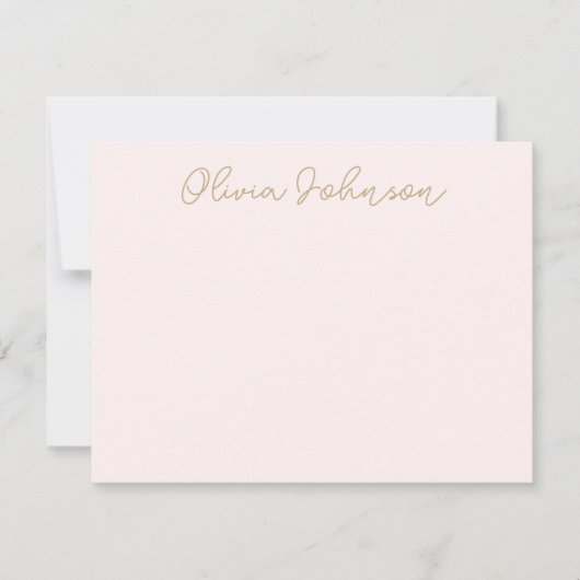 Elegant hand Lettert Script Gold Pink Note Kaart Notitiekaartje (Voorkant)