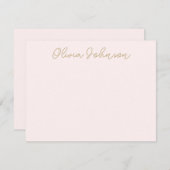 Elegant hand Lettert Script Gold Pink Note Kaart Notitiekaartje (Voorkant / Achterkant)