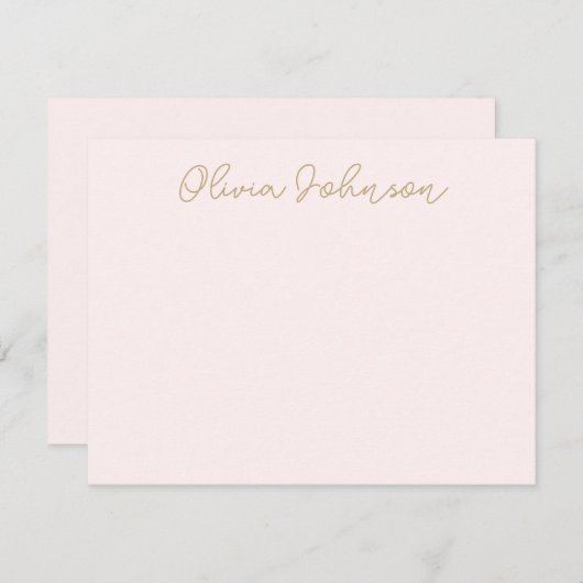 Elegant hand Lettert Script Gold Pink Note Kaart Notitiekaartje (Voorkant / Achterkant)