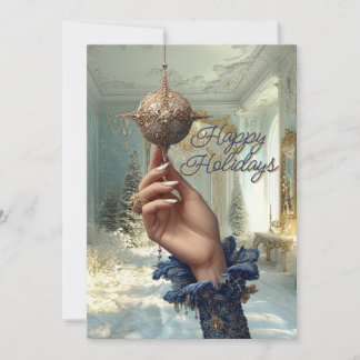 Elegant Hand & Ornament Holiday Card Feestdagenkaart