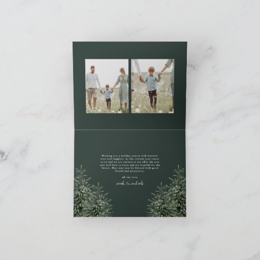 Elegant Hand-painted Pine Tree Photo Christmas Feestdagen Kaart (Binnen)