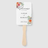 Elegant Hand Painted Waterverf Wedding Programme Handwaaier (Voorkant)