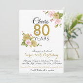 Elegant hand schilderde ventilator 80e verjaardag  kaart (Staand voorkant)