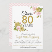 Elegant hand schilderde ventilator 80e verjaardag  kaart (Voorkant / Achterkant)