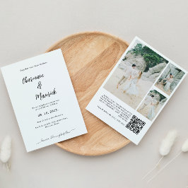 Elegant hand Schriftelijk script foto QR Code Wedd Kaart