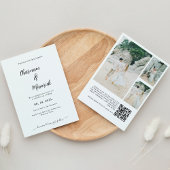 Elegant hand Schriftelijk script foto QR Code Wedd Kaart