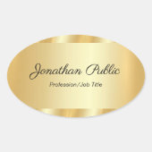 Elegant Hand Script Glamorous Template Gold Ovale Sticker (Voorkant)