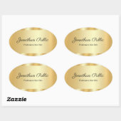 Elegant Hand Script Glamorous Template Gold Ovale Sticker (Vel)