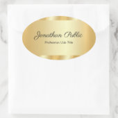 Elegant Hand Script Glamorous Template Gold Ovale Sticker (Tas)
