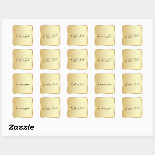 Elegant Hand Script Gold Template Your Custom Text Vierkante Sticker (Vel)