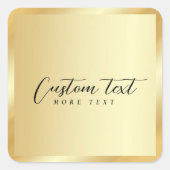 Elegant Hand Script Gold Template Your Custom Text Vierkante Sticker (Voorkant)