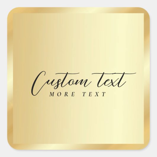 Elegant Hand Script Gold Template Your Custom Text Vierkante Sticker (Voorkant)