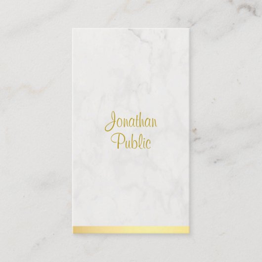 Elegant hand Script Name Gold Marble Modern Visitekaartje (Voorkant)