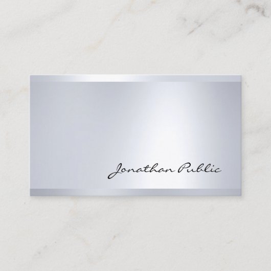 Elegant Hand Script Silver look Modern Glamoureus Visitekaartje (Voorkant)