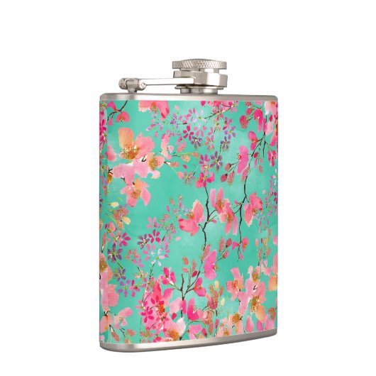 Elegant hand waterverf veer floraal heupfles (Rechts)