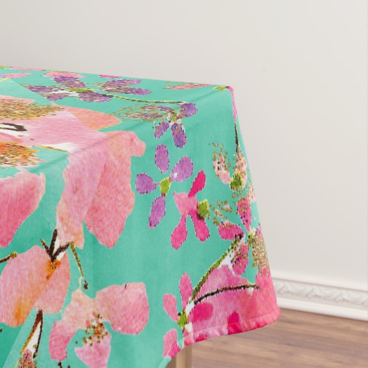 Elegant hand waterverf veer floraal tafelkleed (Voorbeeld)