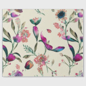 Elegant Handbeschilderd Waterverf Paarse Floral Cadeaupapier (Vlak)