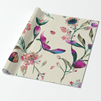 Elegant Handbeschilderd Waterverf Paarse Floral Cadeaupapier